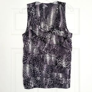 Kenneth Cole Reaction Blouse Satin Ruffled Sleeveless Black White Silver 6